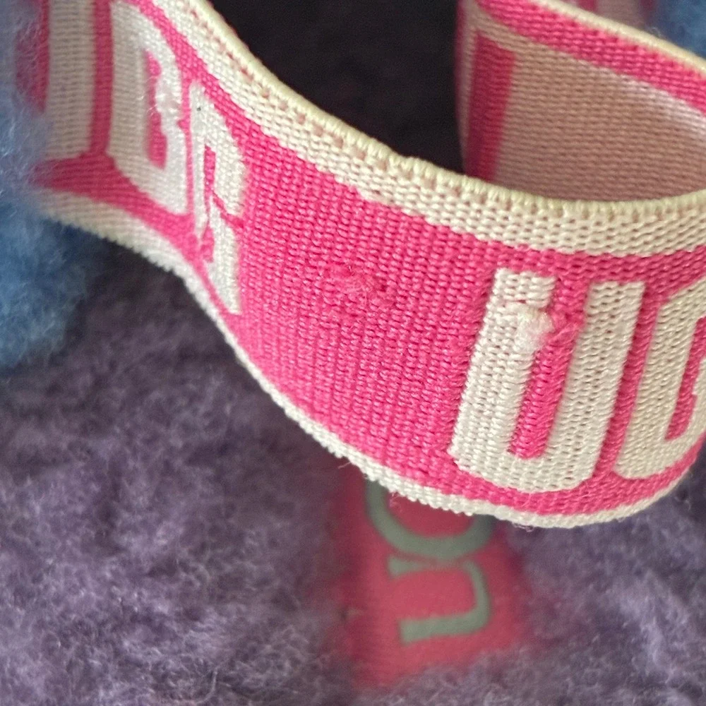 UGG Toddler Size‎ 6 Fluff Yeah Slide Kids Multi-Color Striped Sheepskin Slippers